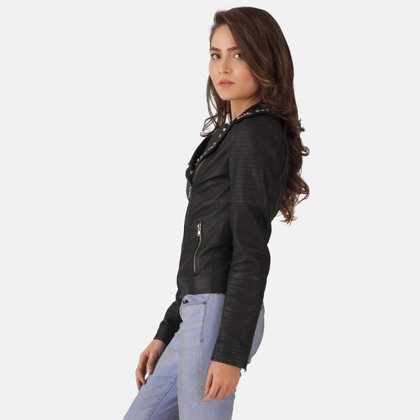 Express Sally Mae Studded Black Leather Biker Jacket for Women