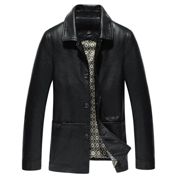 Leather Jacket for Men Soft Sheepskin Business Casual Jacket (Black and Coffee Color)