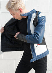 Mens Soldier 76 Leather Jacket Blue