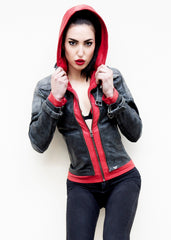 Women's Arkham Knight Jason Todd Red Hood Leather Jacket