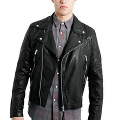 Super Lac Men Biker Black Leather Jackets