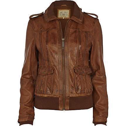 Super Brown Women Bomber Leather Jackets