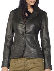 Super Slimy Women Black Leather Coats