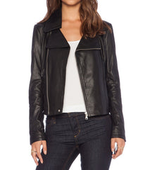 Super Buzy Women Biker Black Leather Jackets