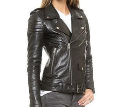 Super Stripes Women Biker Leather Jackets