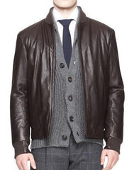 Super Zip Front Men Bomber Leather Jackets