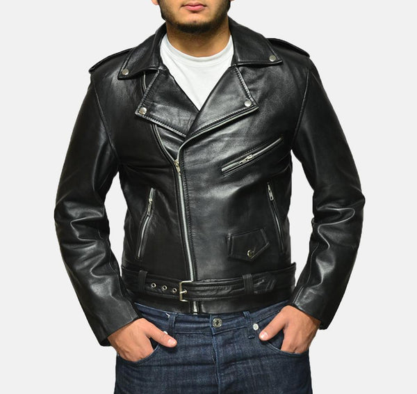 Express Men's Alley Black Leather Biker Jacket