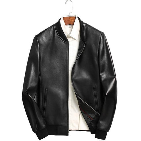 Classic Bomber Style Men's Leather Jacket