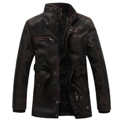 Luxury Fleece Winter Warm Biker Leather Jacket for Men