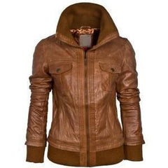 Super Mekkway Women Bomber Brown Leather Jackets