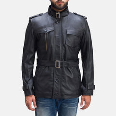 Hunter Black Leather Jacket for Men