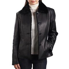 Super Beige Women Black Leather Coats