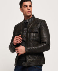 Prime Moto Dark Brown Leather Jacket for Men