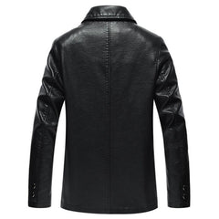 Leather Jacket for Men Soft Sheepskin Business Casual Jacket (Black and Coffee Color)