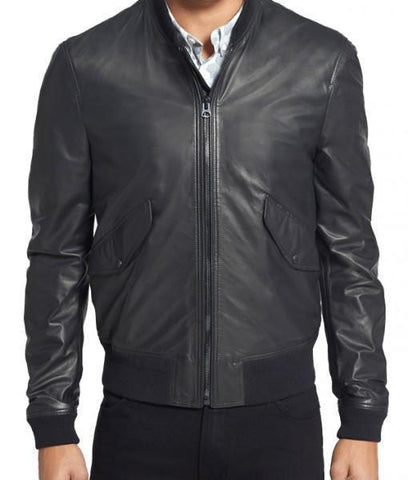 Super Jetblack Mens Bomber Leather Jackets