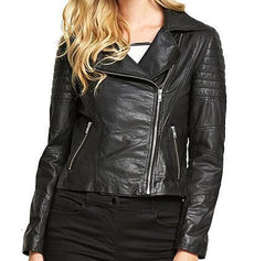 Super Minsy Women Biker Black Leather Jackets