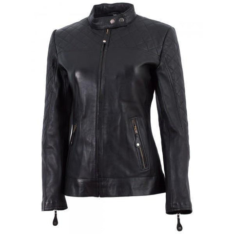 Women's Super Cafe Racer Black Ladies Leather Jacket (Best Selling)