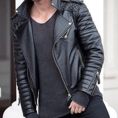 Super Black Leather Biker Jacket