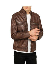 LAMBSKIN LEATHER 4 POCKET ZIP JACKET FOR MEN