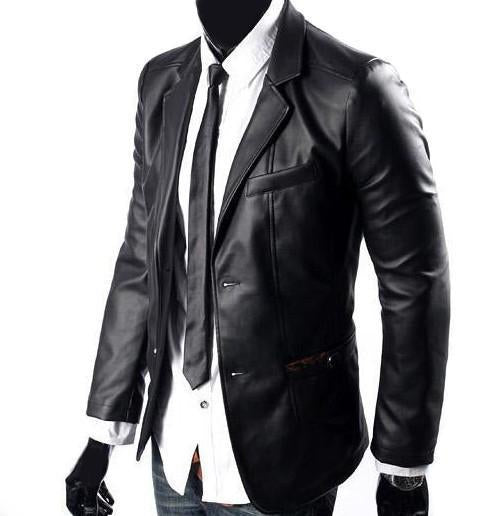 Super Black Fit Men Leather Coats