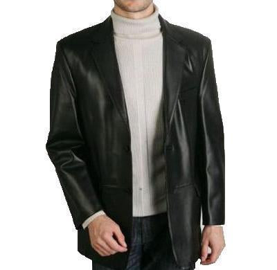 Super Officers Men Black Leather Blazers