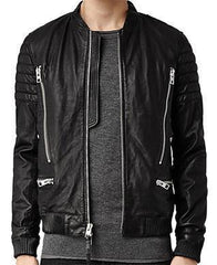 Super Blaster Men Black Bomber Leather Jackets