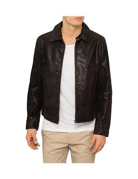 LEATHER ZIP COLLAR PILOT JACKET for Men