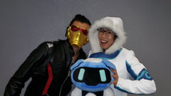 Womens Mei Jacket Blue Leather White Fur Lining