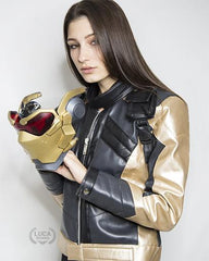 Womens Soldier 76 Leather Jacket Gold