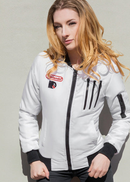 Womens Super Mario Nintendo Boo Bomber Jacket