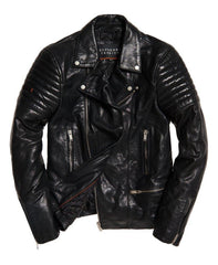 Prime Men's Black Classic Biker Leather Jacket