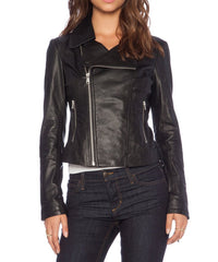 Super Buzy Women Biker Black Leather Jackets