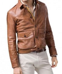 Super Rocko Men Leather Bomber Jackets