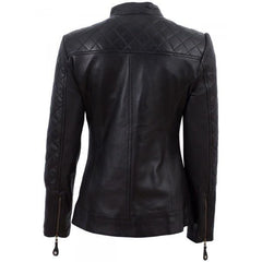 Women's Super Cafe Racer Black Ladies Leather Jacket (Best Selling)