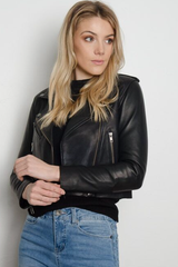 Brooke Crop Leather Jacket for Gorgeous Women