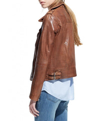 Women Admiry Biker Brown Leather Jackets