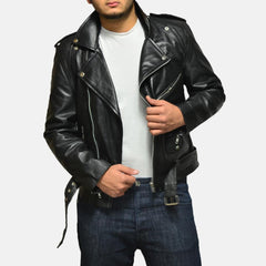 Express Men's Alley Black Leather Biker Jacket