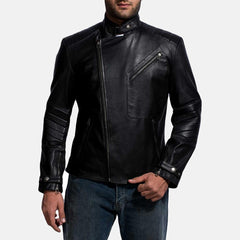 Express Raiden Black Leather Biker Jacketfor Men