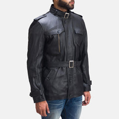 Hunter Black Leather Jacket for Men