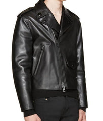 Super Benzi Men Black Biker Leather Jackets