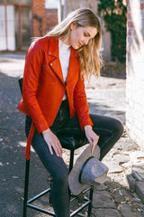 Elly Red Lambskin Leather Jacket for women