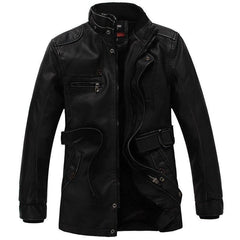 Luxury Fleece Winter Warm Biker Leather Jacket for Men