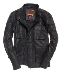 Prime Black Leather Rotor Jacket for Men