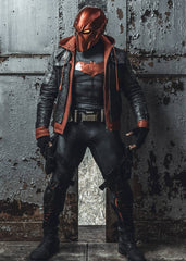 Mens Arkham Knight Jason Todd Red Hood Leather Jacket