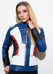 Womens Soldier 76 Overwatch Leather Jacket Blue