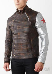 Mens Bucky Barnes Winter Soldier Armored Leather Jacket