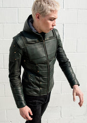 Mens Green Arrow Stephen Amell Leather Jacket