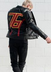 Mens Soldier 76 Leather Jacket Jet Black