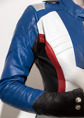 Womens Soldier 76 Overwatch Leather Jacket Blue