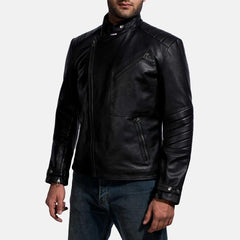 Express Raiden Black Leather Biker Jacketfor Men